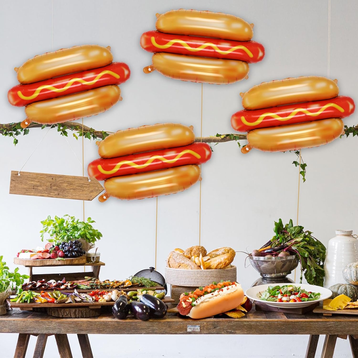 6Pcs Giant Hot Dog Balloons, F - Food Giant Snacks ulasan dan harga