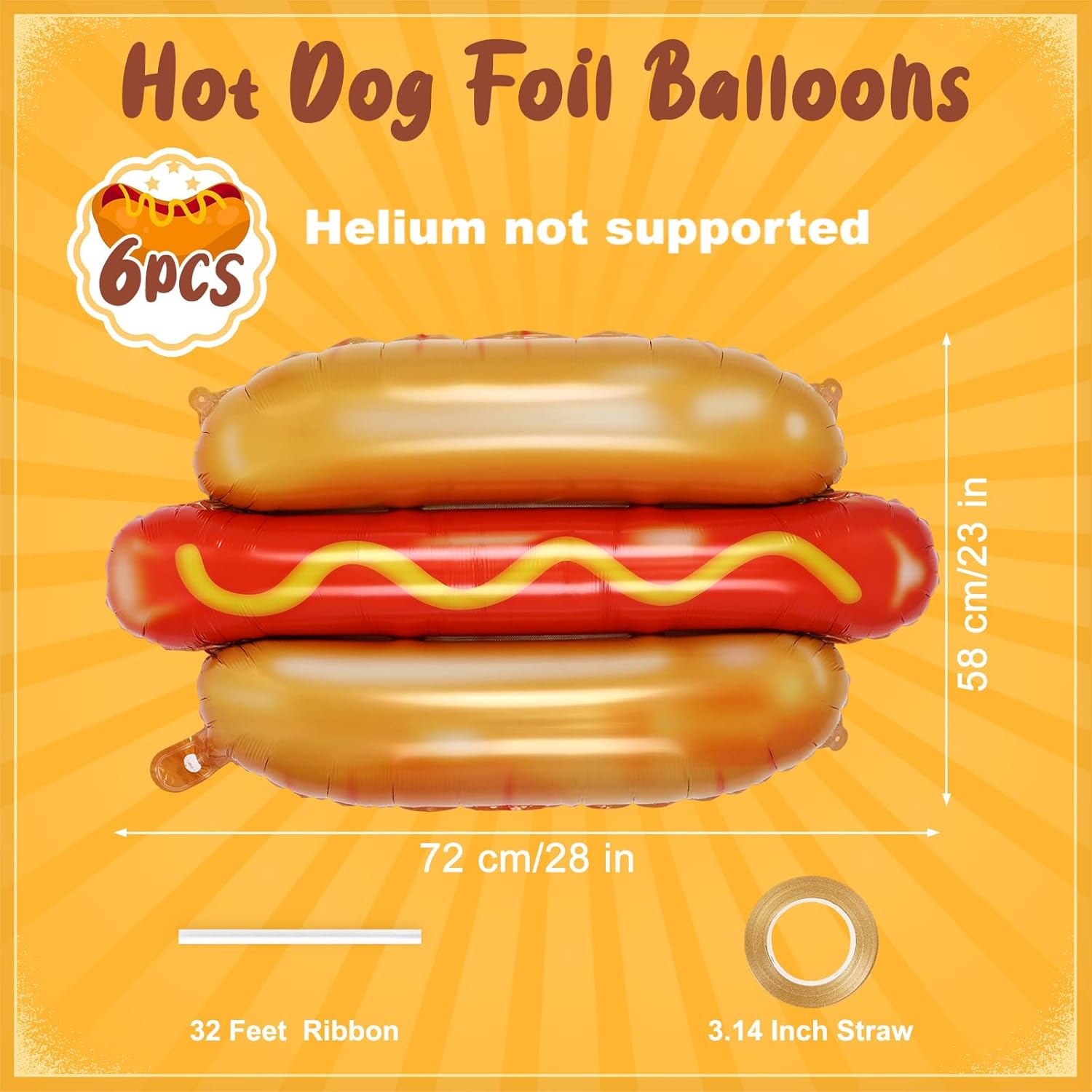 6Pcs Giant Hot Dog Balloons, F - Food Giant Snacks ulasan dan harga