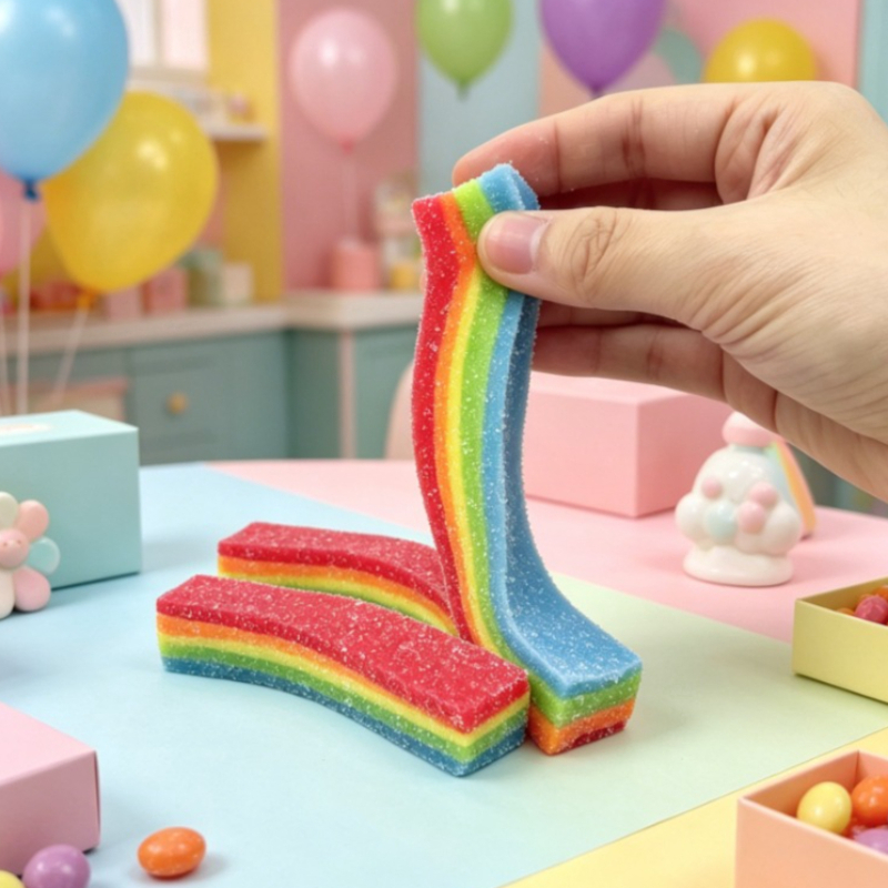 Squishy Rainbow Strip Stress B - Candy Sour Strip ulasan dan harga