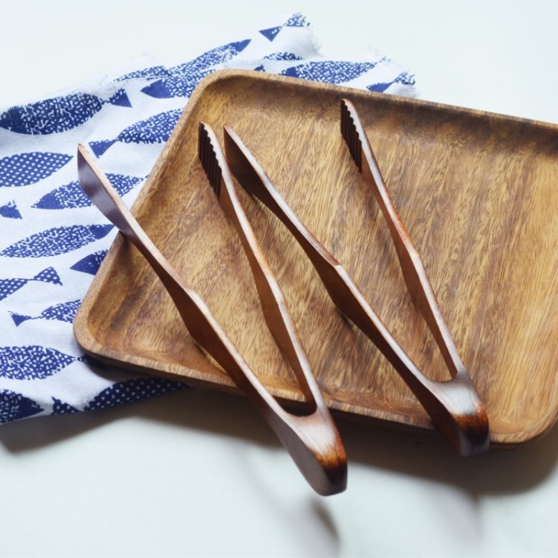 Natural Wood Food Serving Tong - Food In Japanese Snacks ulasan dan harga