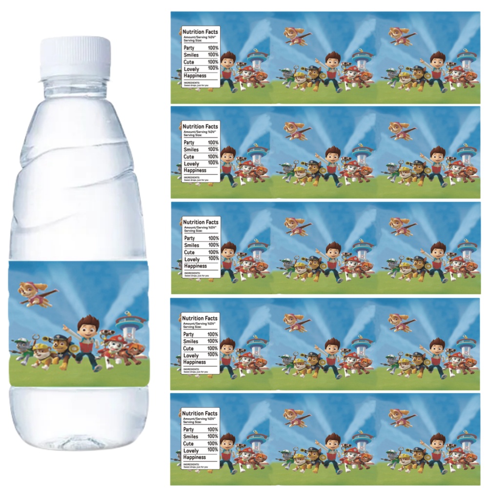 Paw Patrol Water Bottle Labels - Candy Sour Strip ulasan dan harga